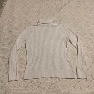 Jeanne Pierre Women’s White Turtleneck Cable Knit Pullover Sweater Size M